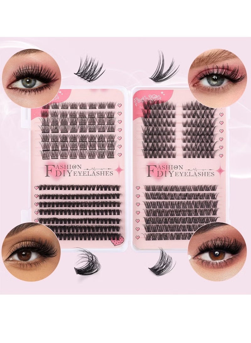 JOSQUEWNN 4 Styles DIY Eyelash Extension Kit 378 Clusters, 8-16mm Mixed Individual Lashes Cluster, Natural Curl Personal Eyelash Set, Segmented False Eyelashes, Thick Eyelashes - Image 3